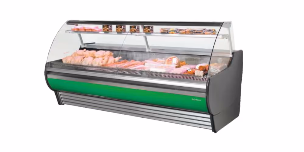 Infrico Madrid VMD Serve Over Counter Curved Glass Cold Storage Ventilated Evaporator Plug In