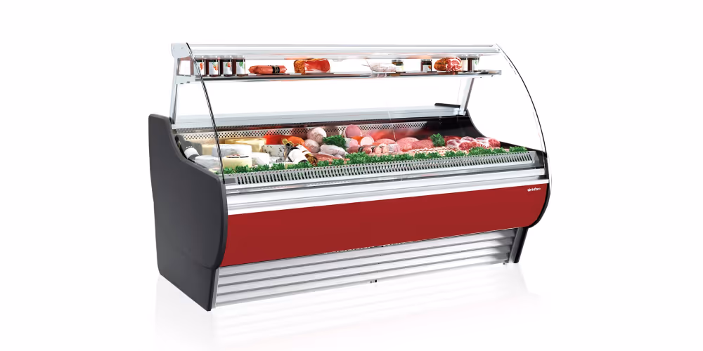 Infrico Madrid VMD Serve Over Counter Curved Glass Ventilated Evaporator Remote Condenser