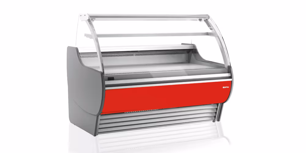 Infrico Barcelona VBC 9 Serve Over Counter Liftable Front Curved Glass Ventilated Evaporator Remote Condenser