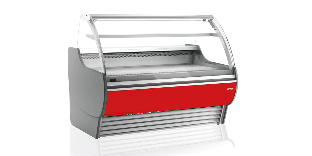 Infrico Barcelona VBC 9 Serve Over Counter Liftable Front Curved Glass Ventilated Evaporator Remote Condenser
