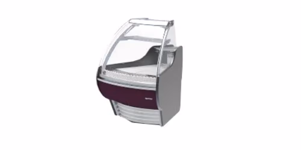 Infrico Barcelona VBC Serve Over Counter Curved Glass Corner Units Plug In Remote Condenser