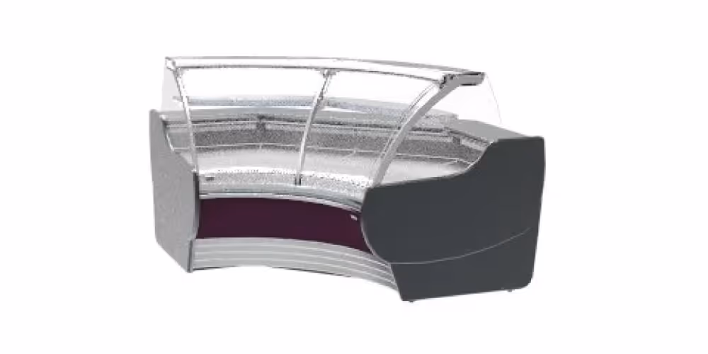 Infrico Barcelona VBC Serve Over Counter Curved Glass Corner Units Plug In Remote Condenser