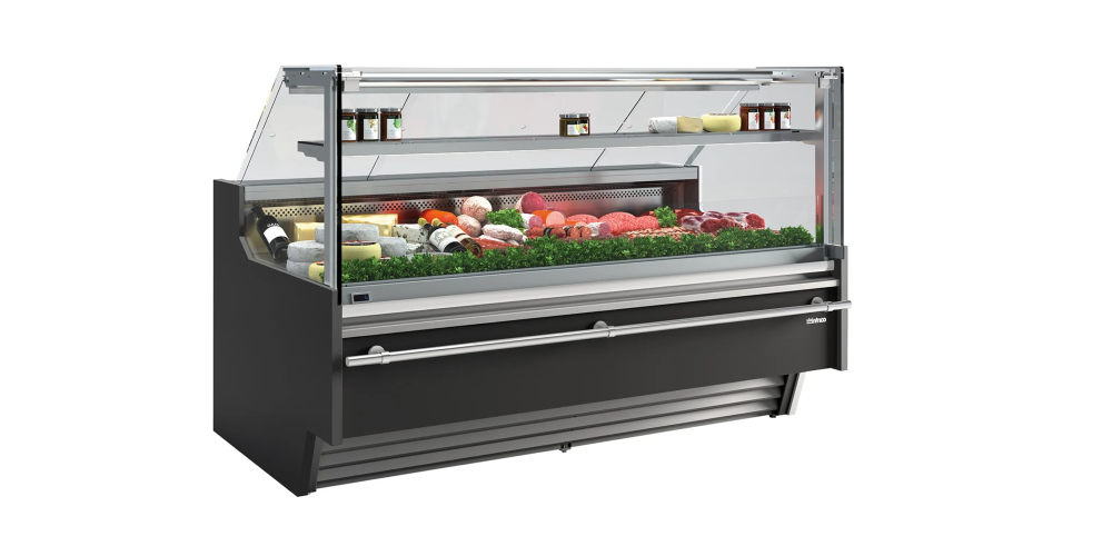 Infrico Barcelona VBC 9 RCP & RICP Serve Over Counter Liftable Front Straight Glass Ventilated Evaporator Remote Condenser