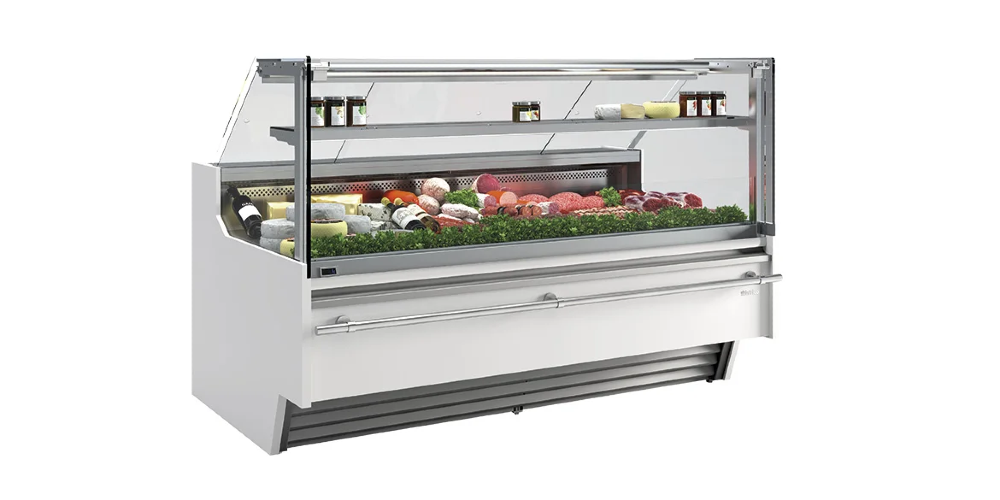 Infrico Barcelona VBC 9 SCP & SICP Serve Over Counter Liftable Front Straight Glass Ventilated Evaporator Remote Condenser