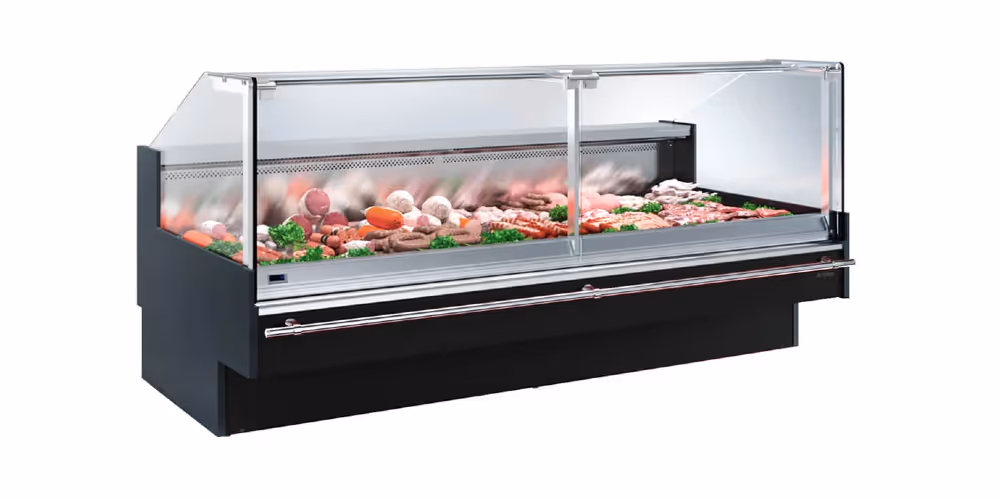 Infrico Vex Experience Serve Over Counter Liftable Front Straight Glass Ventilated Evaporator Remote Condenser