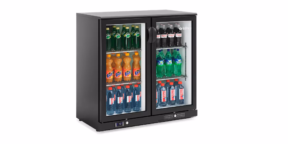 Infrico ERV Refrigerated Back Bar Black with Hinged Glass Doors