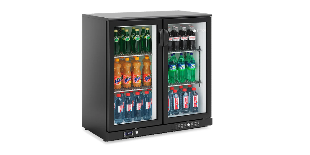 Infrico ERV Refrigerated Back Bar Black with Hinged Glass Doors