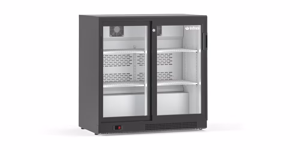 Infrico ERV-C Refrigerated Back Bar Black with Sliding Glass Doors