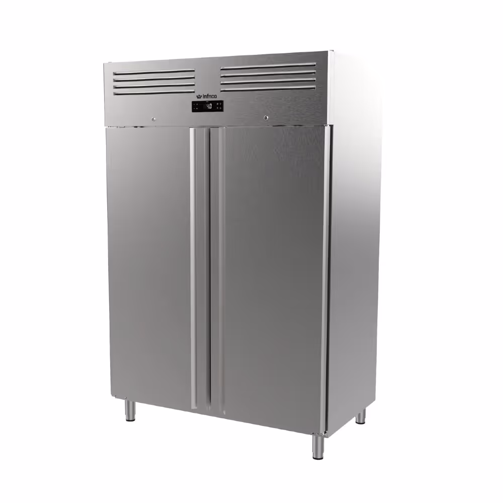 Infrico AGB1402 Fish Slimline Fridge Upright Solid Double Door