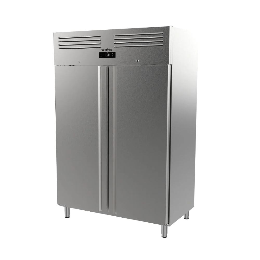 Infrico AGB1402 Fish Slimline Fridge Upright Solid Double Door