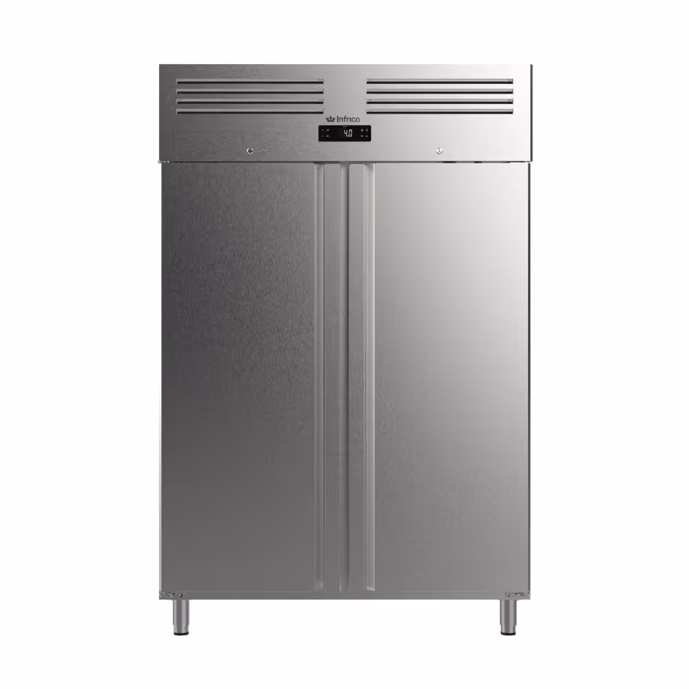 Infrico AGB1402 Fish Slimline Fridge Upright Solid Double Door