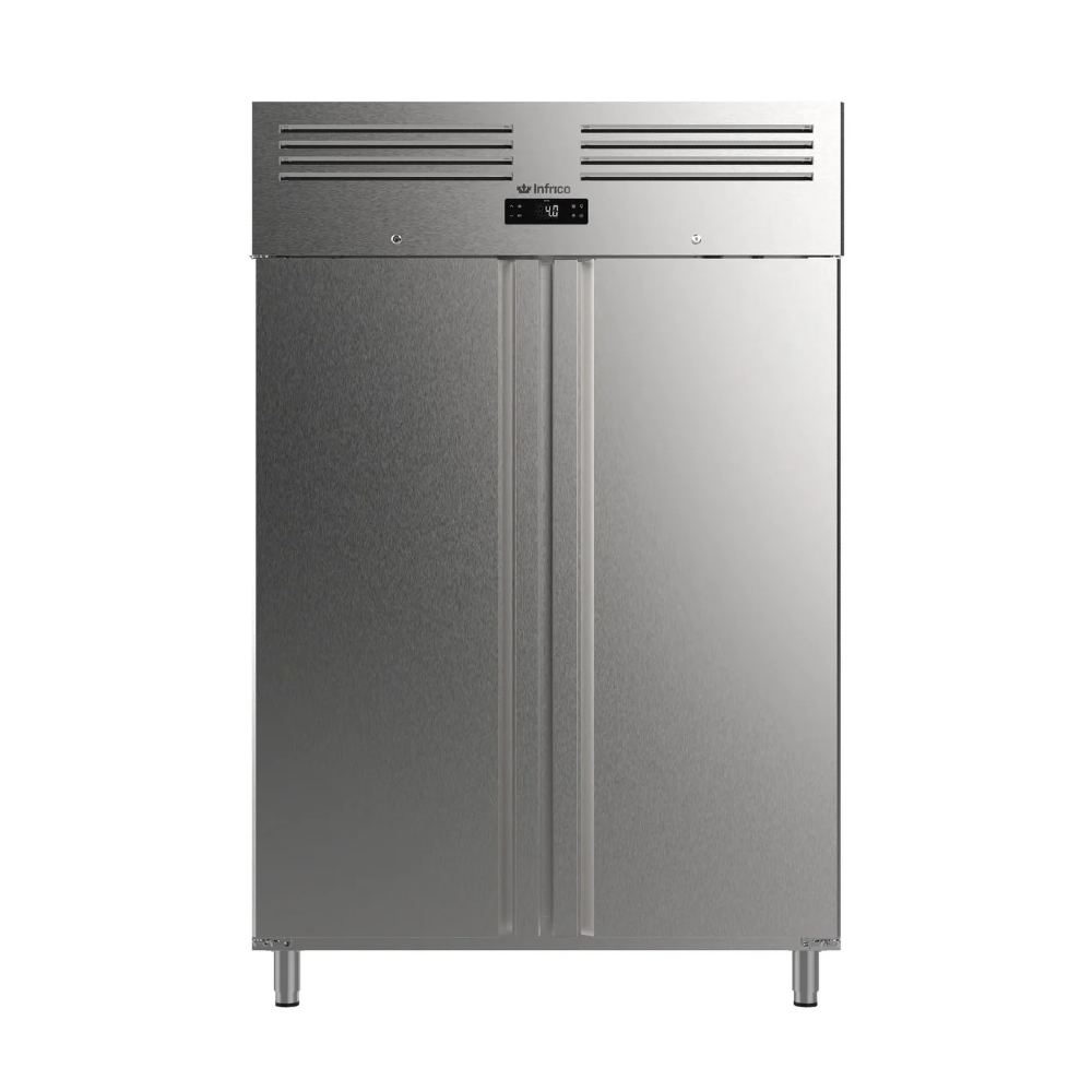 Infrico AGB1402 Fish Slimline Fridge Upright Solid Double Door