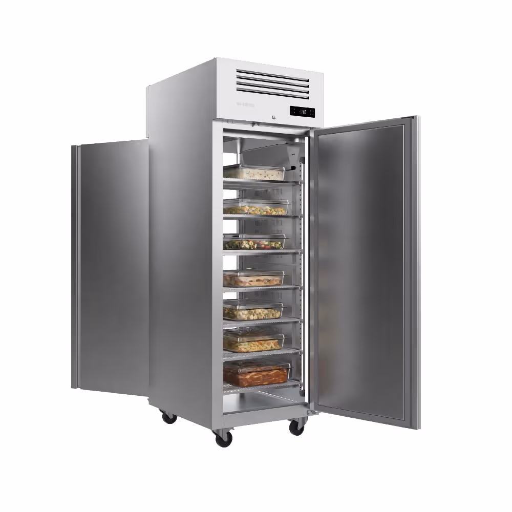 Infrico AGB 901 Pass Through Fridge Upright Solid 2 Door