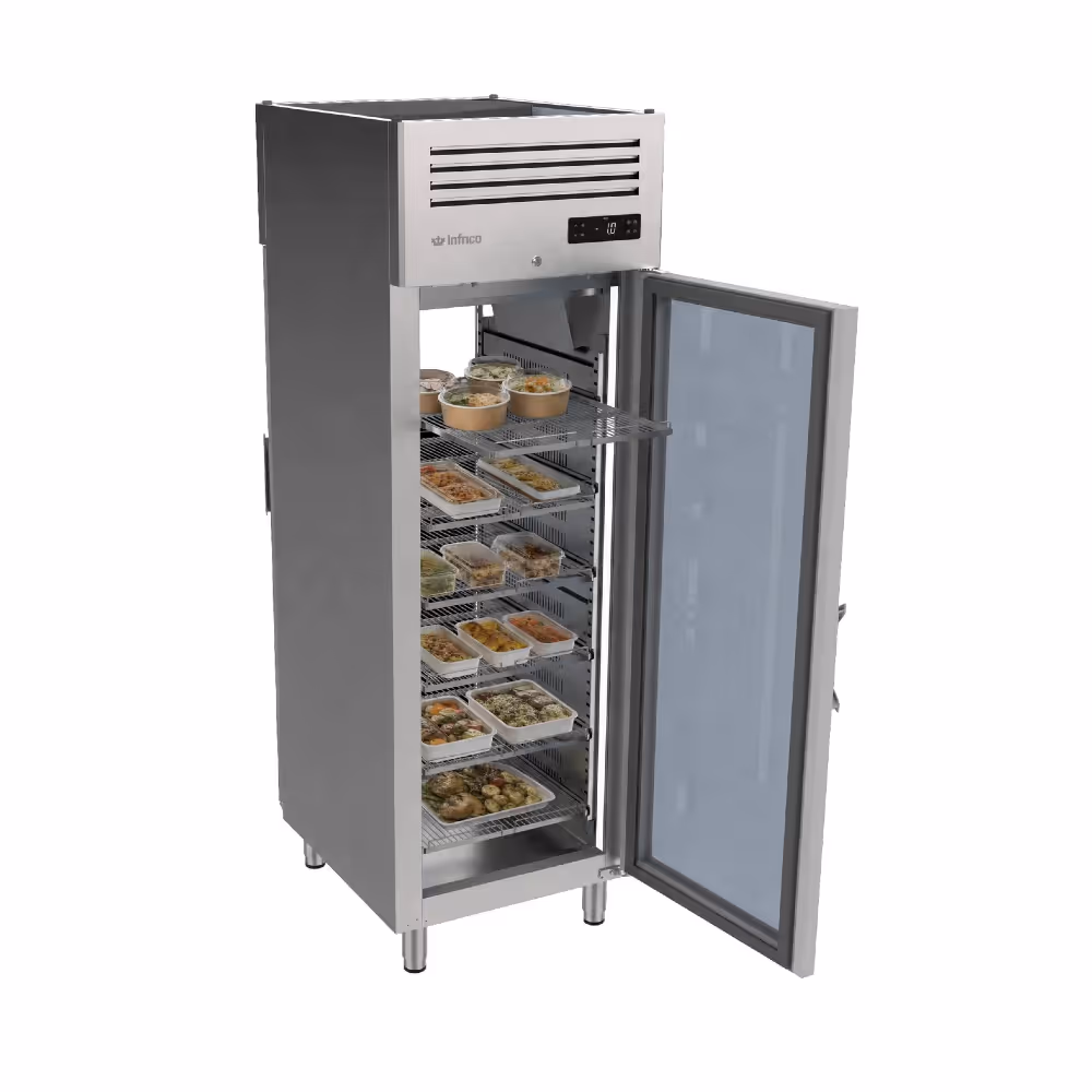 Infrico AGB 701 Pass Through Slimline Fridge Upright Glass 2 Door