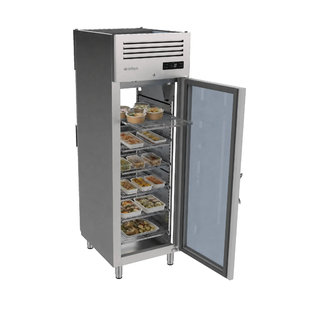 Infrico AGB 701 Pass Through Slimline Fridge Upright Glass 2 Door