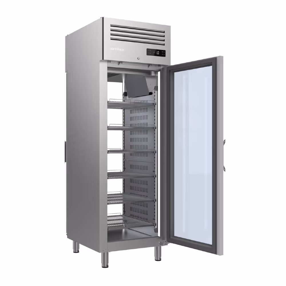 Infrico AGB 701 Pass Through Slimline Fridge Upright Glass 2 Door