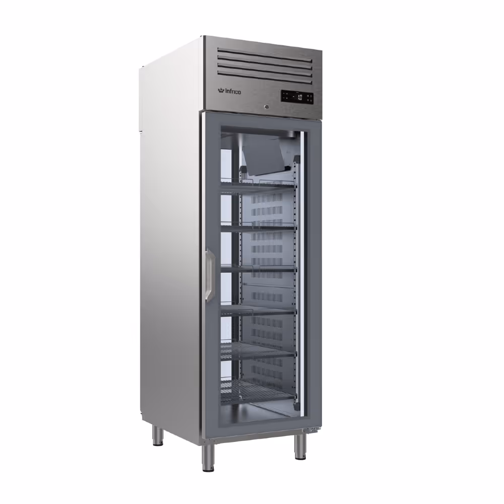 Infrico AGB 701 Pass Through Slimline Fridge Upright Glass 2 Door