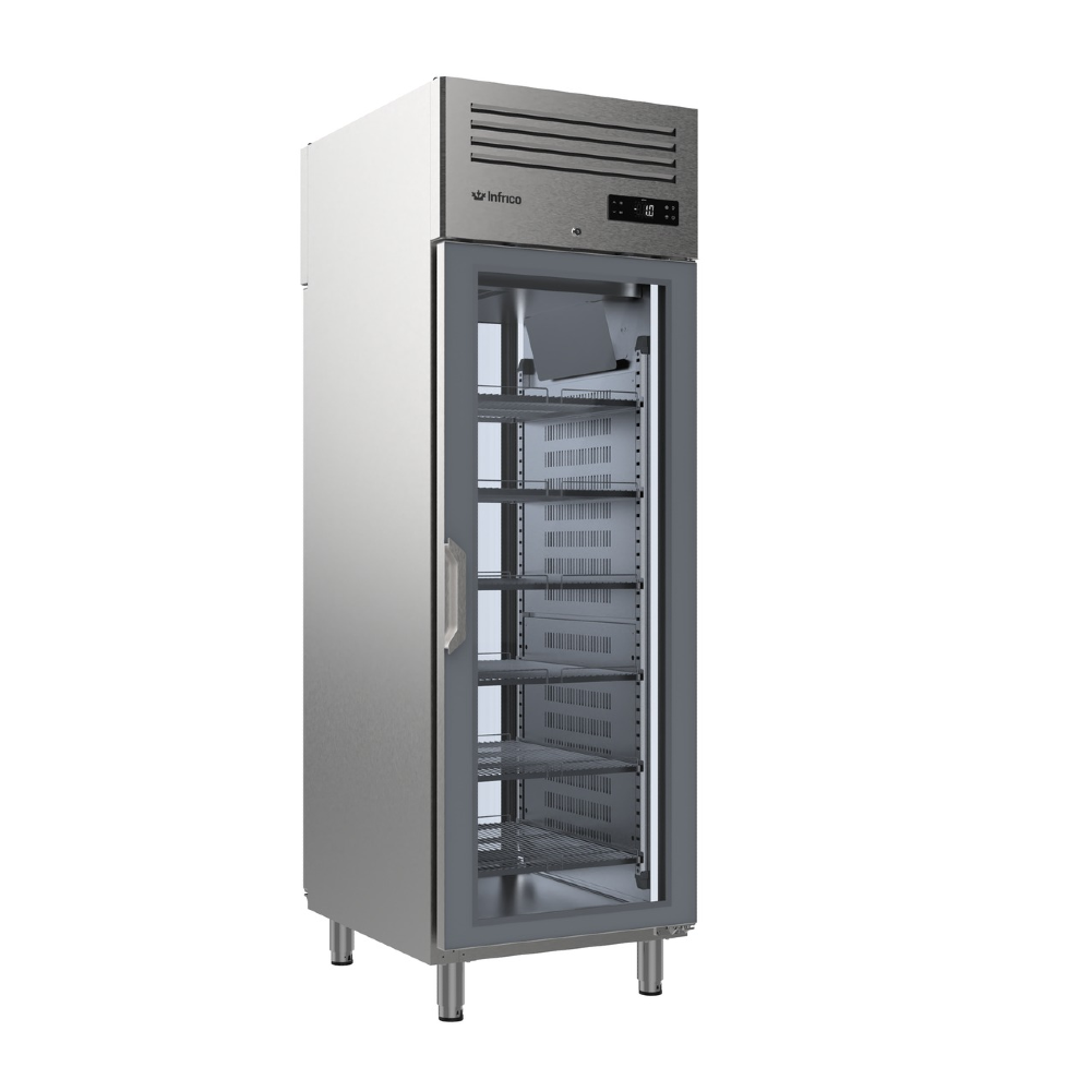 Infrico AGB 701 Pass Through Slimline Fridge Upright Glass 2 Door