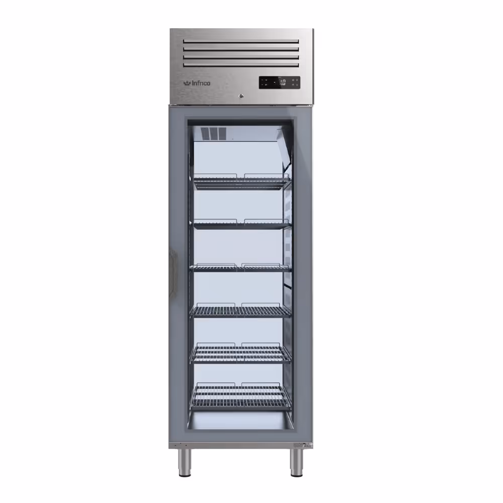 Infrico AGB 701 Pass Through Slimline Fridge Upright Glass 2 Door