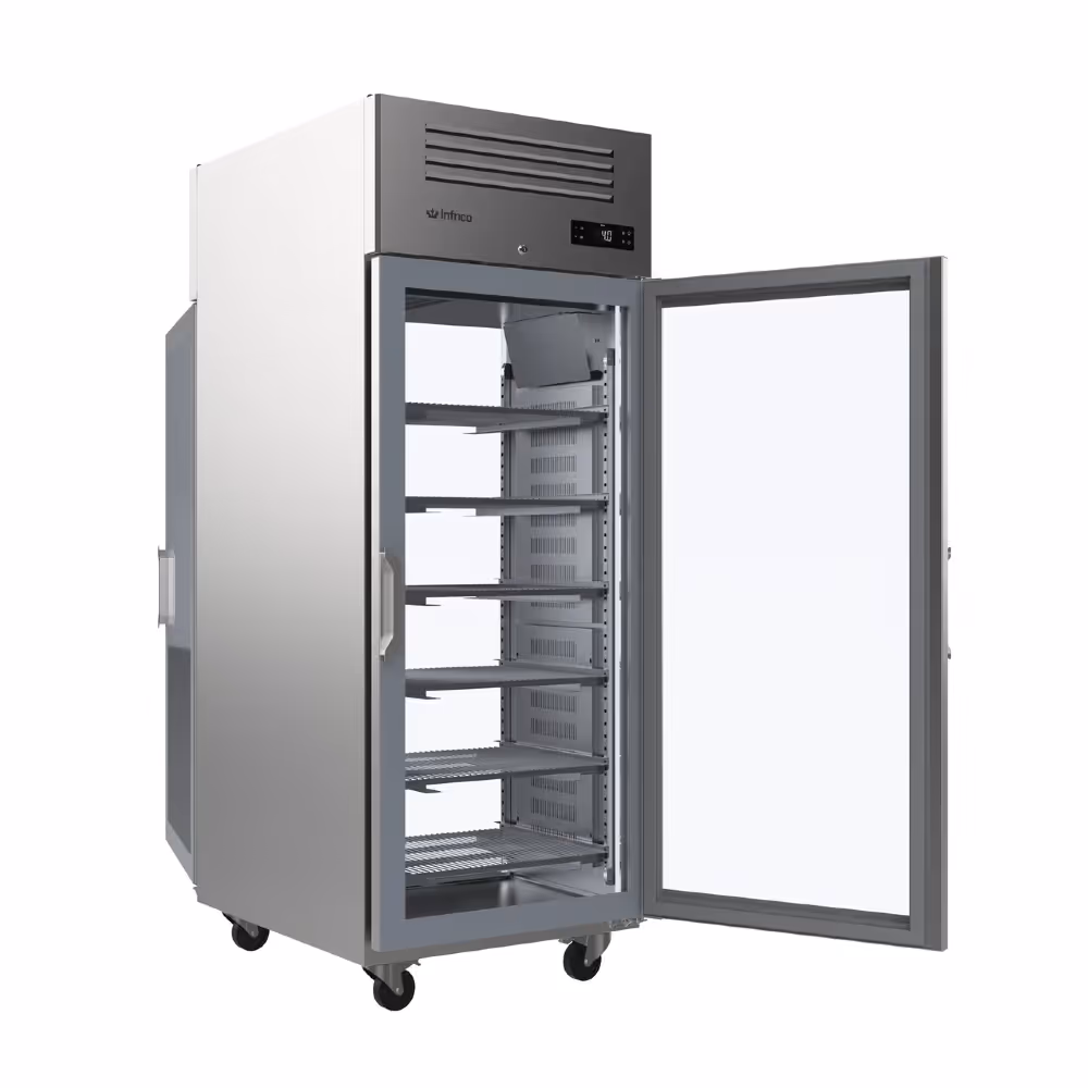 Infrico AGB 901 Pass Through Fridge Upright Glass 2 Door