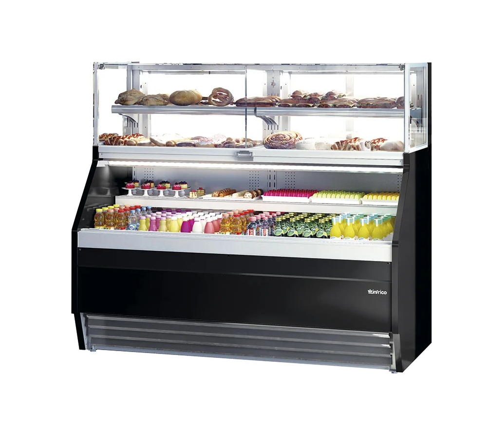Infrico COMBO Self Service Serve Over Counter Fridge With Neutral Assisted Service Pastry Display Top Ventilated Evaporator