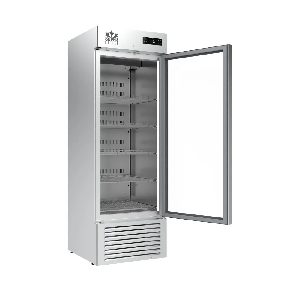 Infrico Supercooler Stainless Steel Bottle Fridge Upright Single Glass Door