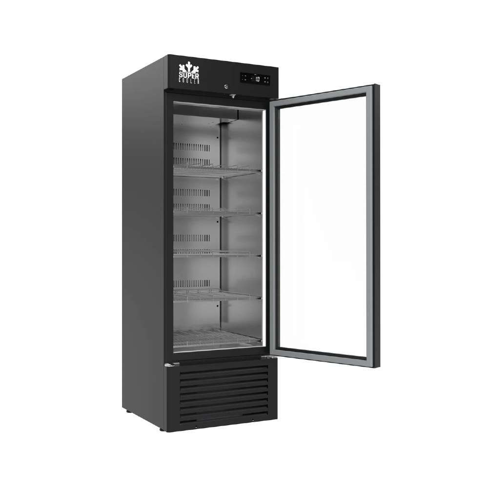 Infrico Supercooler Black Bottle Fridge Upright Single Glass Door