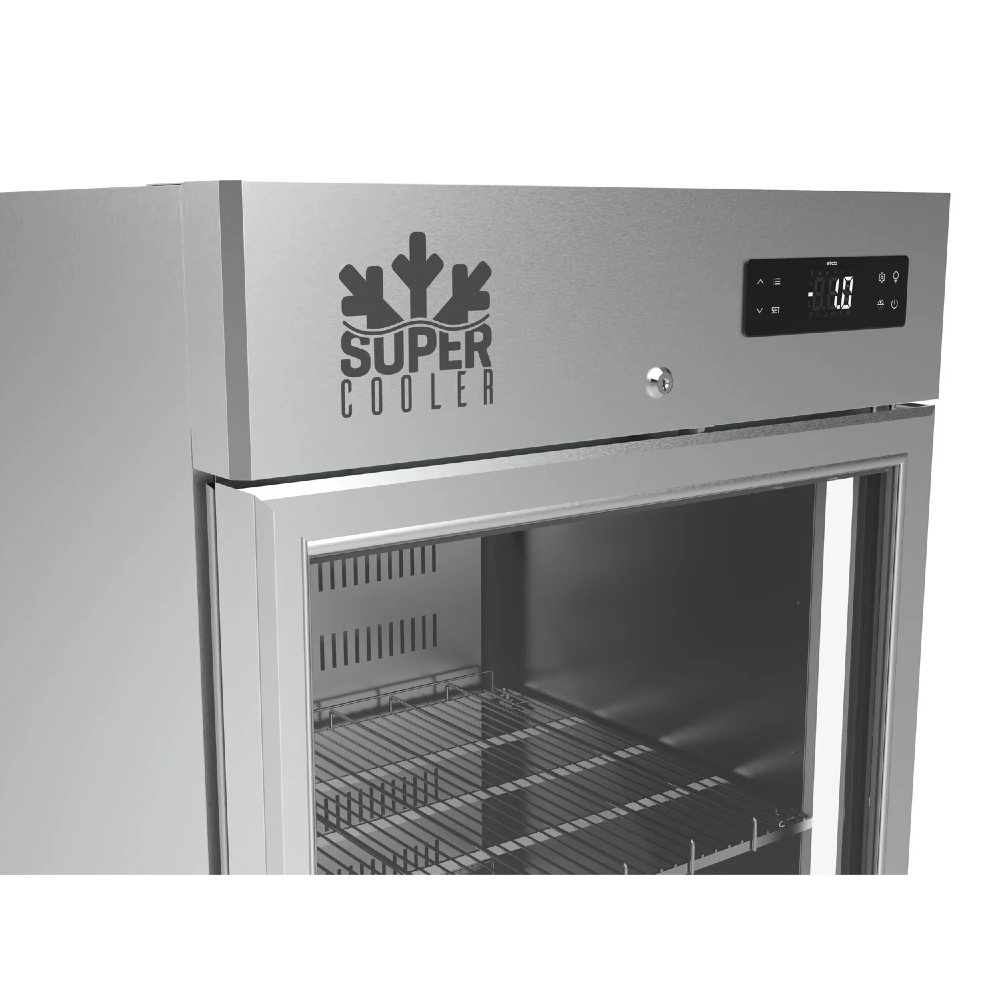 Infrico Supercooler Stainless Steel Bottle Fridge Upright Single Glass Door