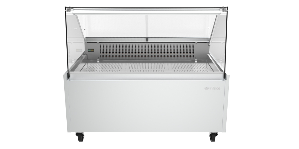 Infrico Malaga VML P Fish Serve Over Counter Straight Glass Ventilated Evaporator Plug In With Cold Plate