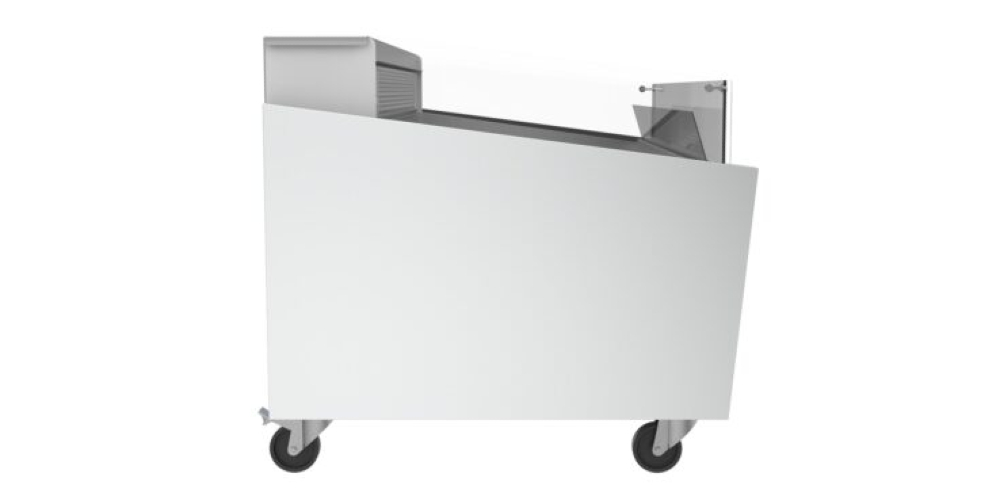 Infrico Malaga VML B Fish Serve Over Counter Low Height Glass Ventilated Evaporator Plug In With Cold Plate