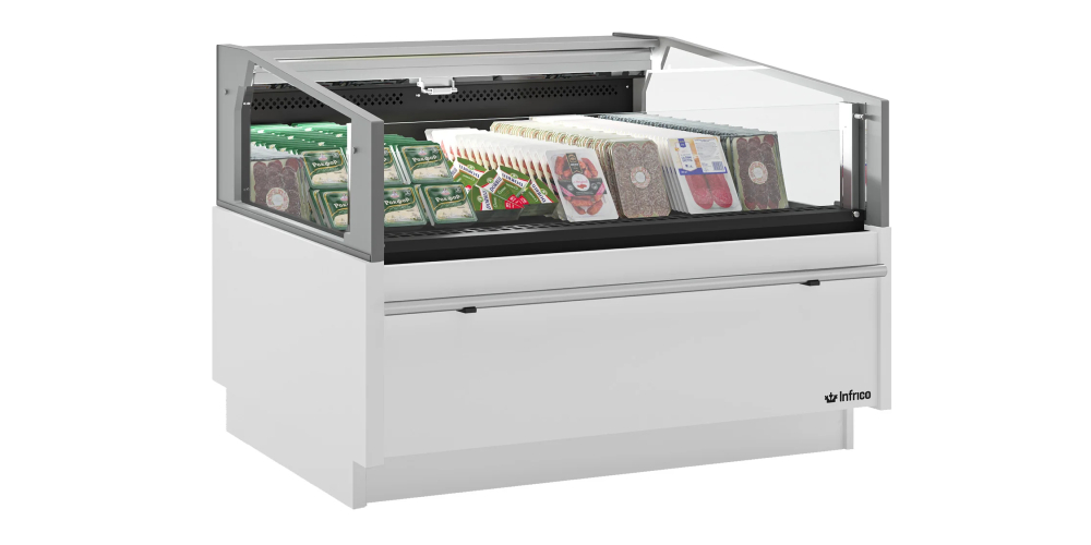 Infrico Compact VCT U CB / IU CB Meat and Butchery Self Service Serve Over Counter Low Height Glass Ventilated Evaporator Plug In