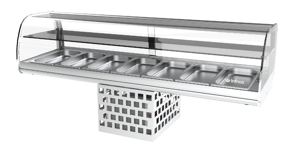 Infrico VET DP GR Refrigerated Drop In Tapas Display with Glass Shelf and Curved Glass