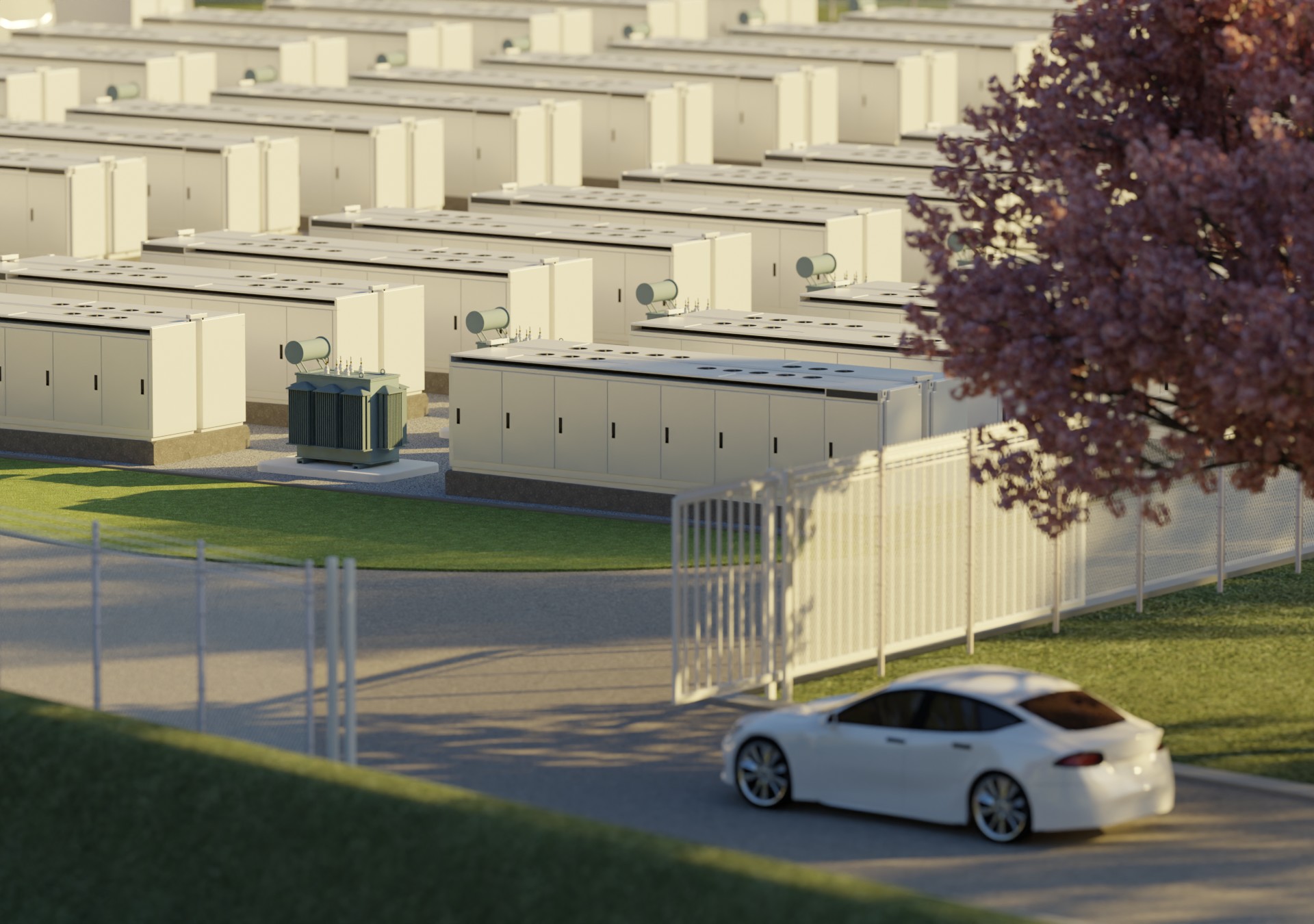 Een batterijpark gelegen ten westen van de haven van Zeebrugge.