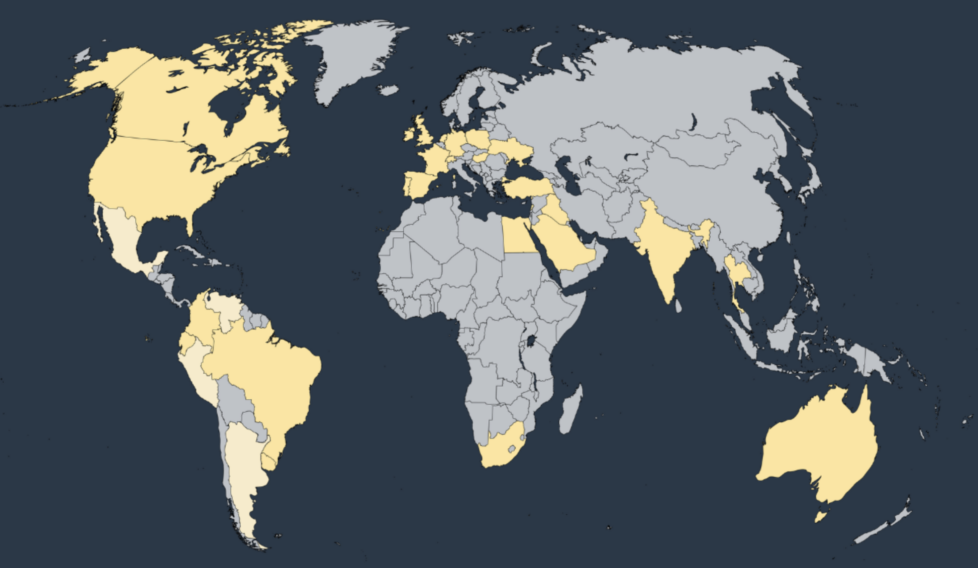 Task Global Community map highlighting clients across the world, showcasing a diverse network of partnerships and global reach.