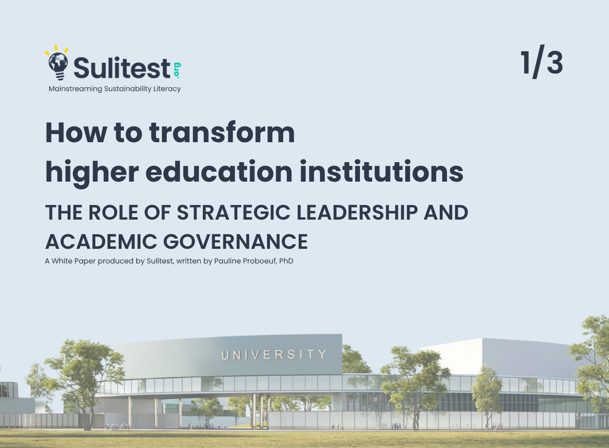 Research by Sulitest on how sustainability is integrated into higher education curricula through academic governance, leadership, and curriculum transformation.