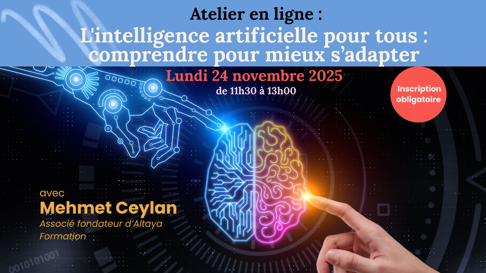 Atelier en ligne - "L'intelligence artificielle pour tous : comprendre pour mieux s’adapter »