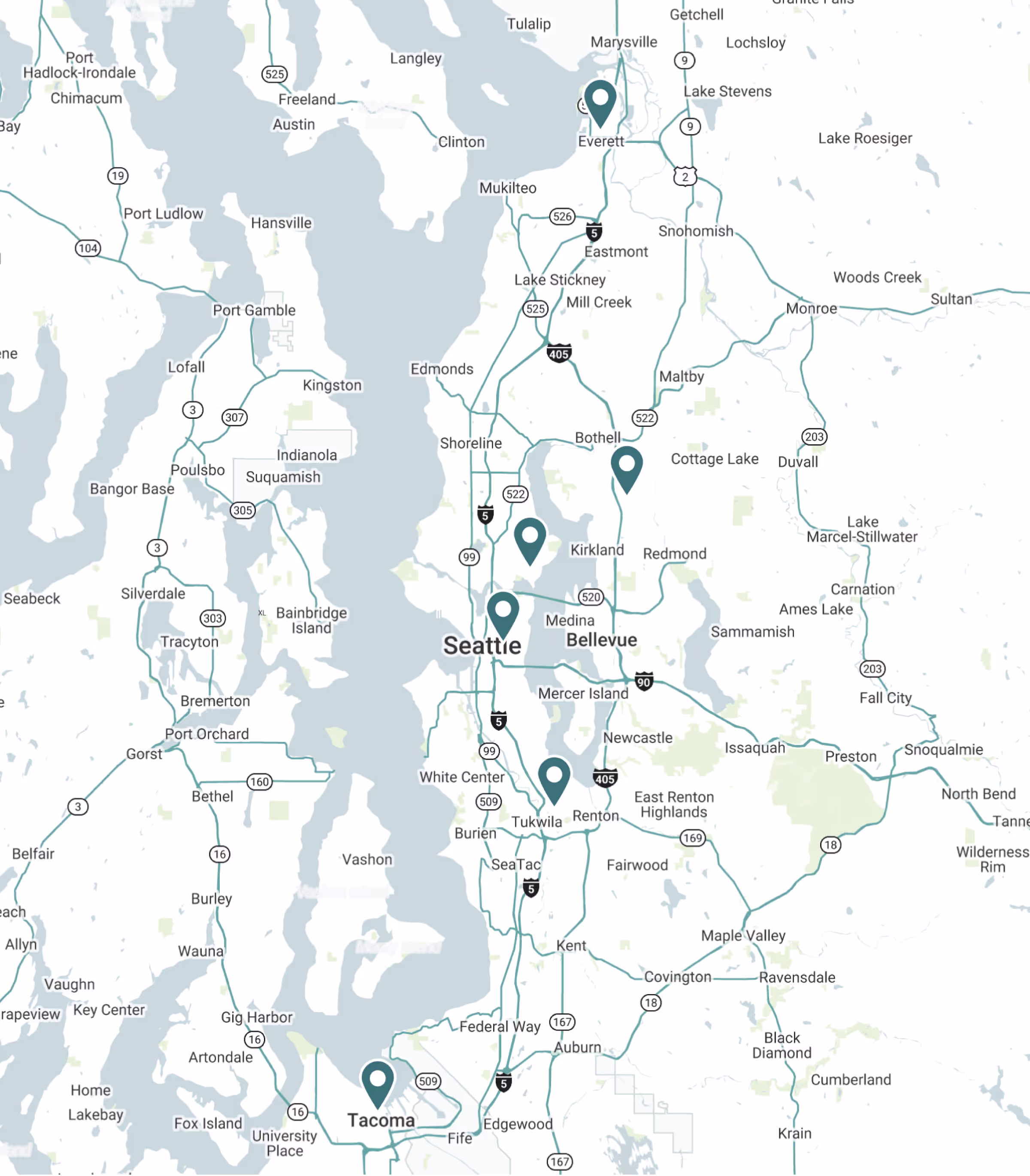 Map of Vera clinics in Western WA
