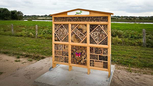 Insectenhotel aan het Pannerdens kanaal bij het kantoor van SLW