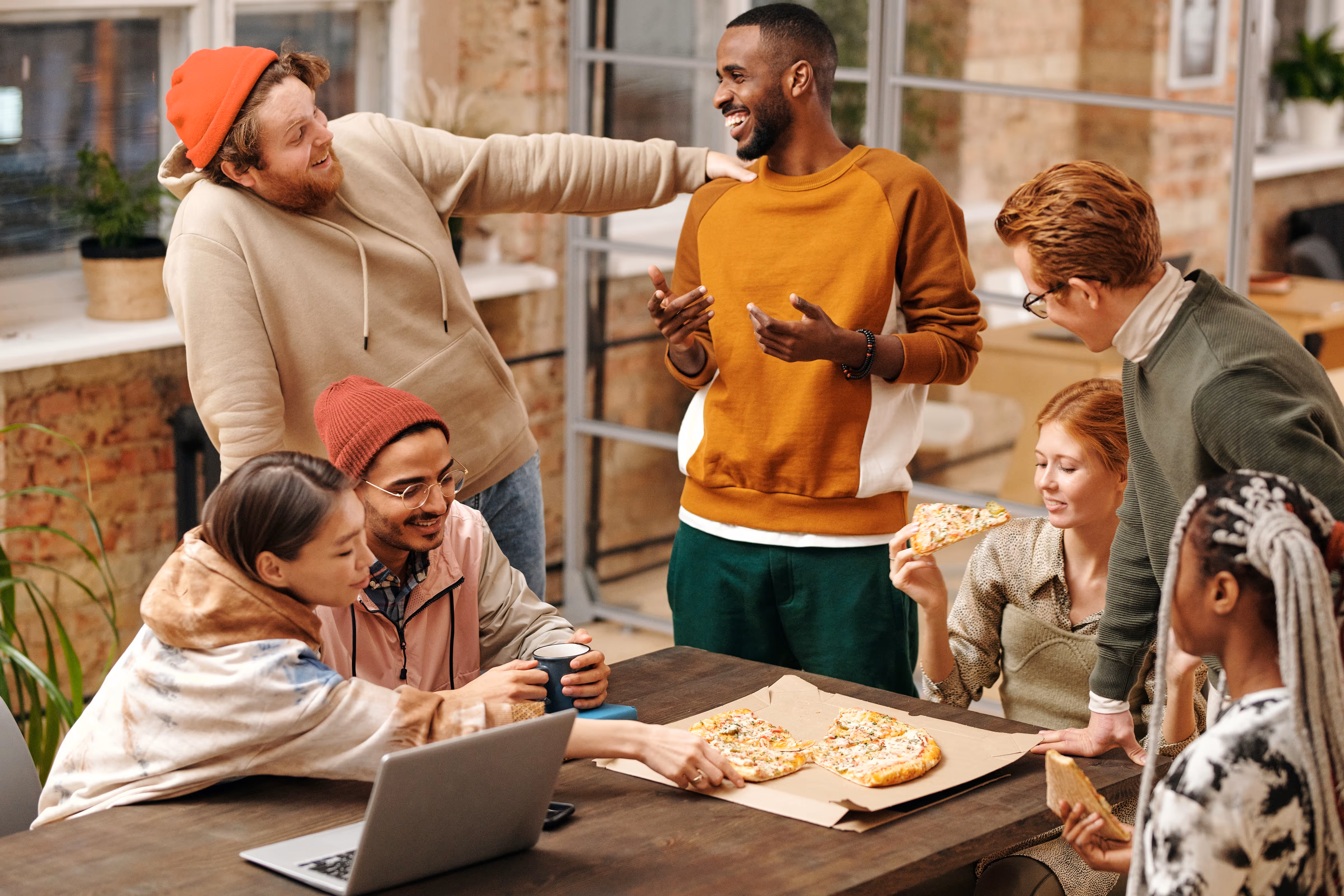 friends eating stock photo