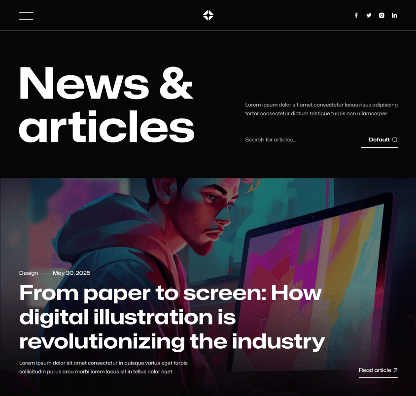 Illustrator X - Blog Page - Darkmode Portfolio Webflow Template
