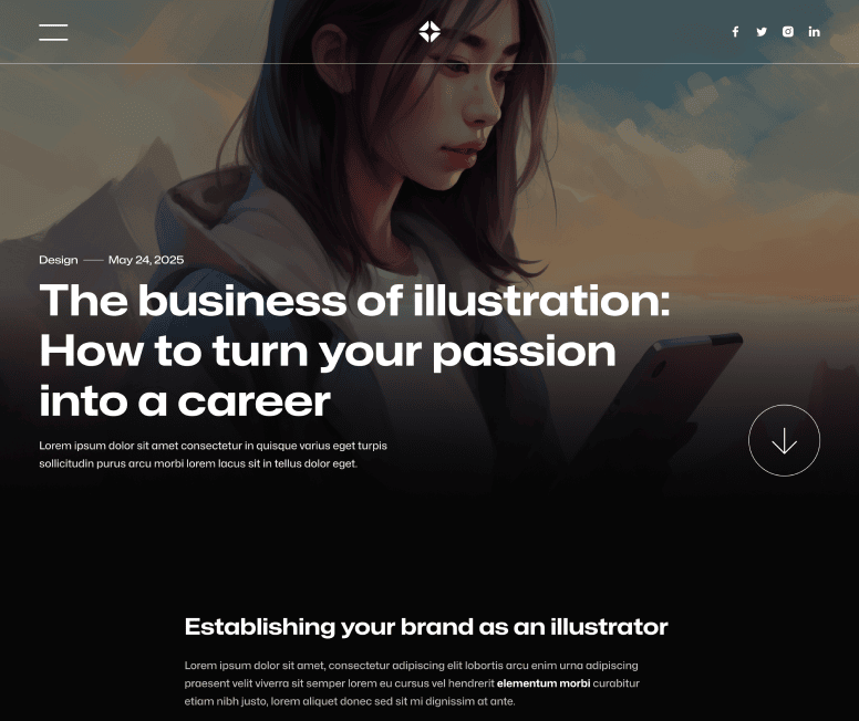 Illustrator X - Blog Post Page - Darkmode Portfolio Webflow Template