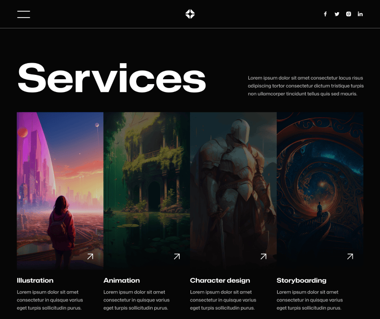 Illustrator X - Services Page - Darkmode Portfolio Webflow Template