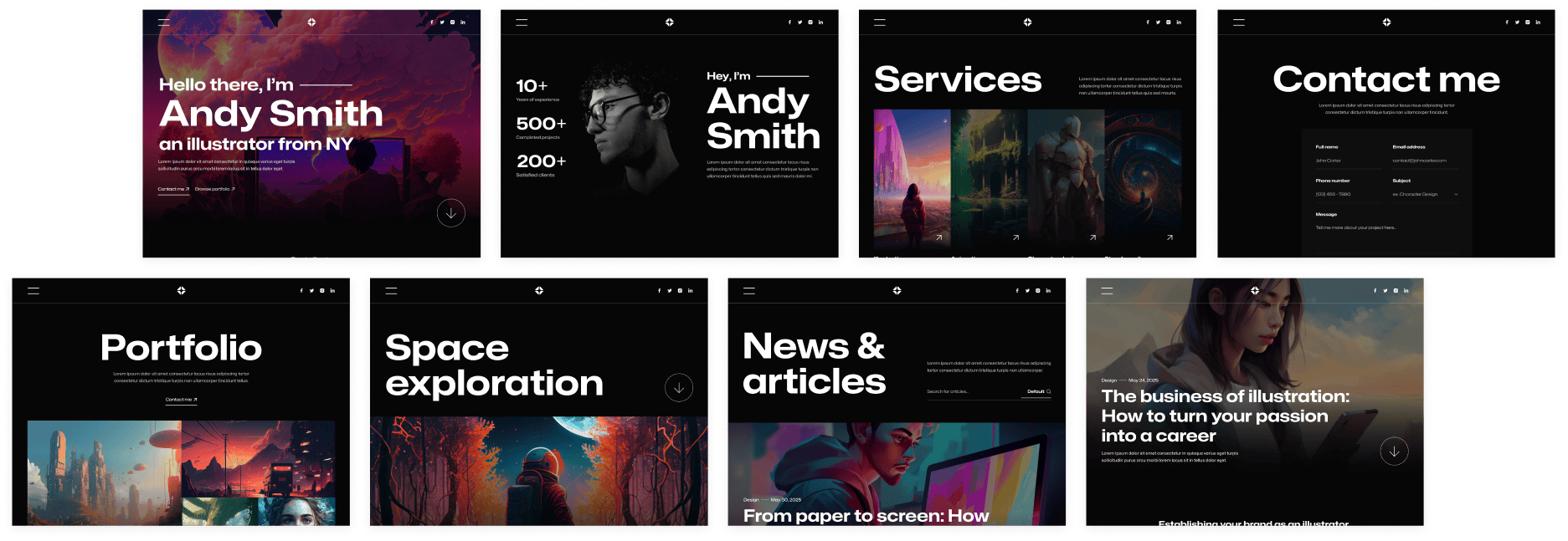 Illustrator X - Illustrator Banner - Darkmode Portfolio Webflow Template