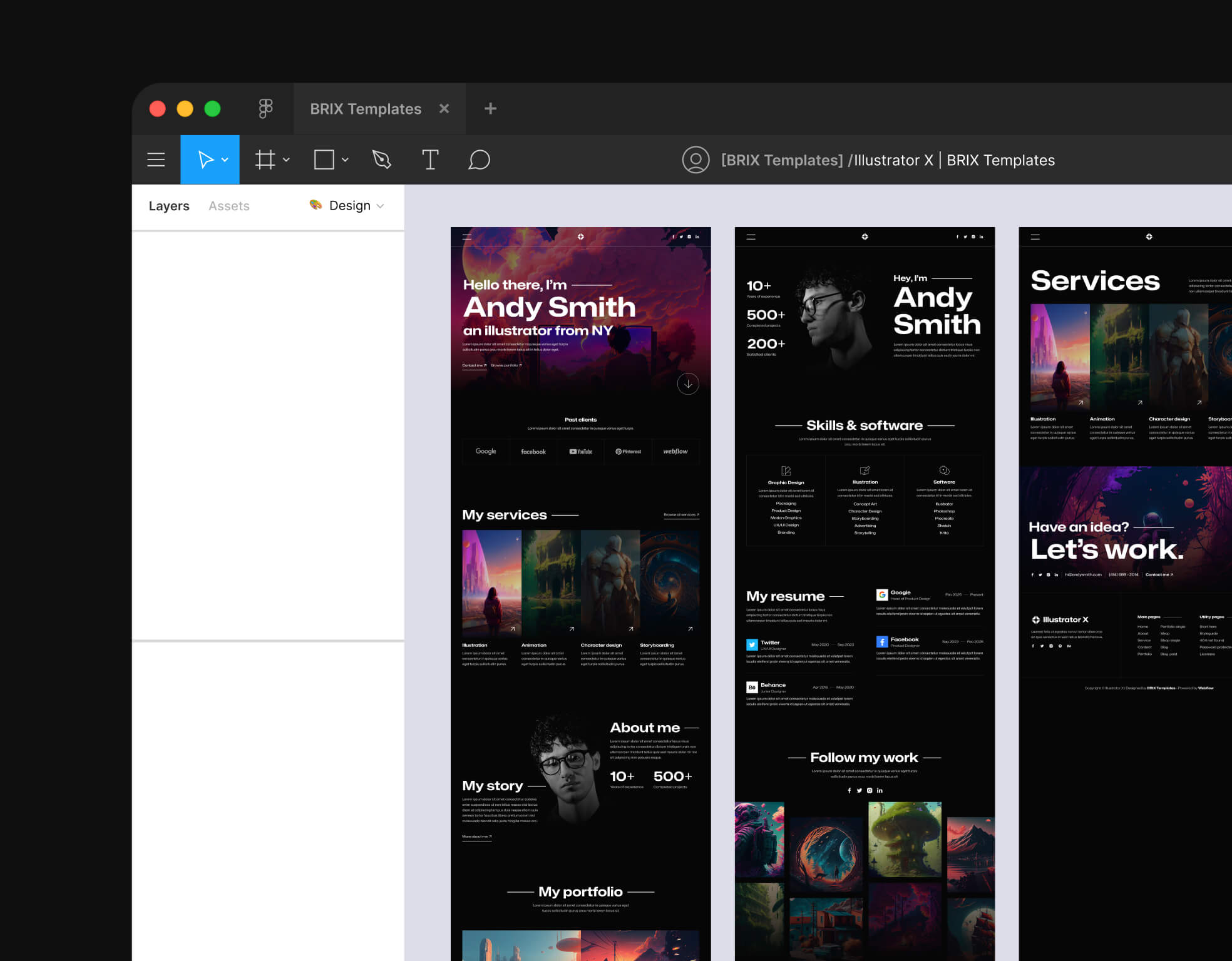 Illustrator X - Figma File Included - Darkmode Portfolio Webflow Template