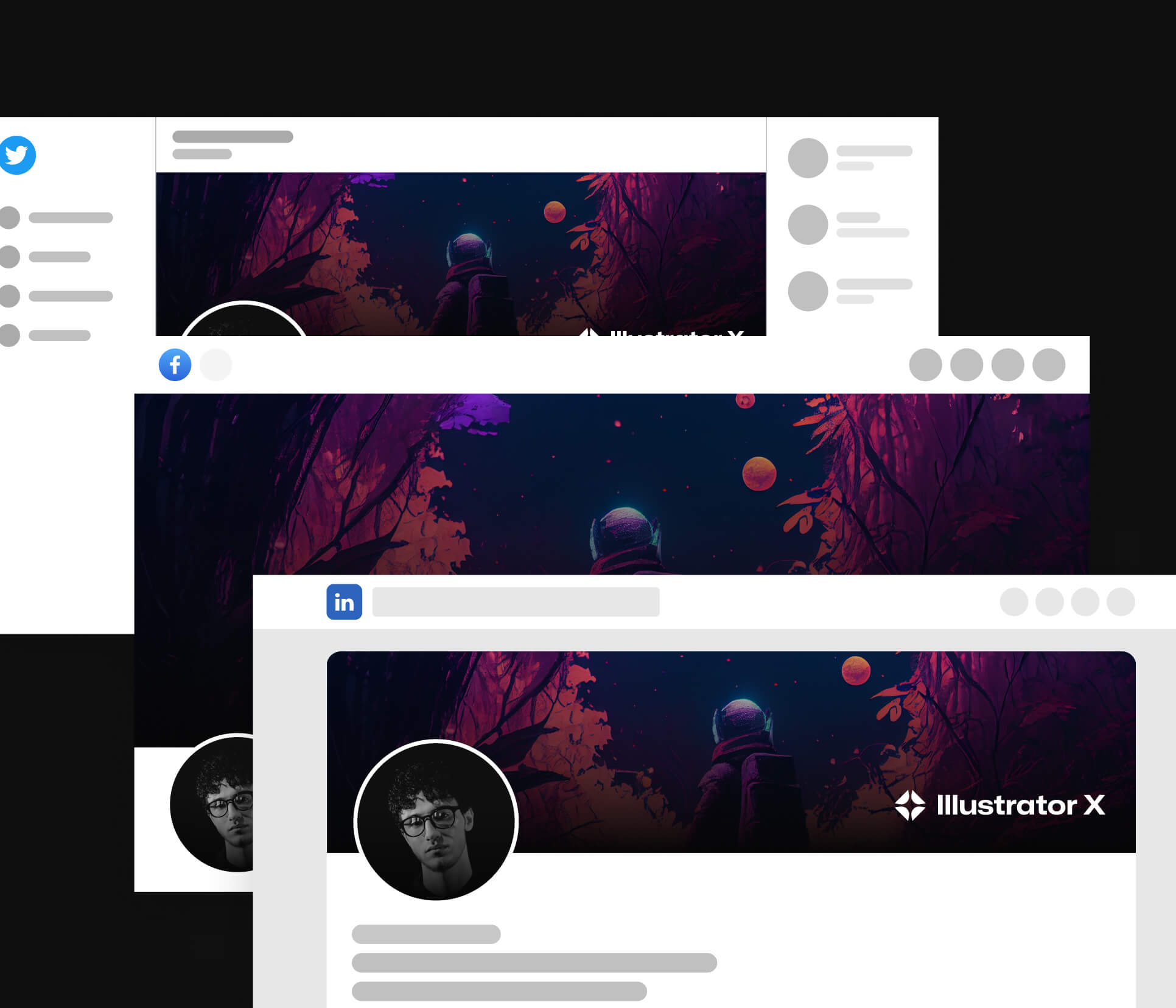 Illustrator X - Social Media Assets Included - Darkmode Portfolio Webflow Template