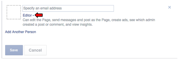 clicking editor on facebook business page