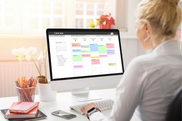Woman organizing her calendar