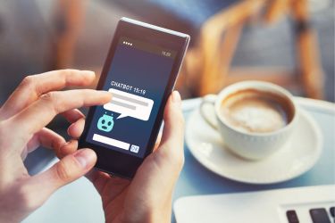 Person chatting with a Chatbot