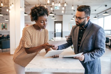 Two people collaborating