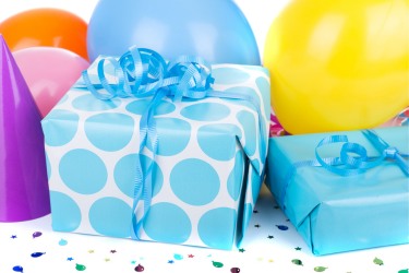 Birthday gift and balloons